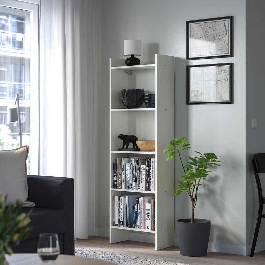 White Bookshelf Storage Unit Display Shelf
