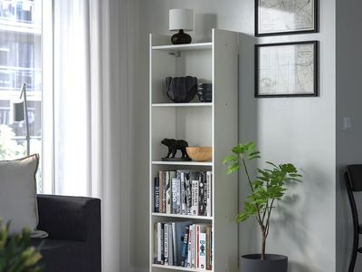White Bookshelf Storage Unit Display Shelf