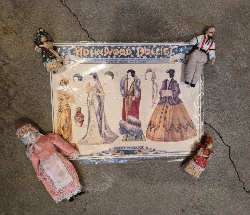 Vintage Hollywood Dollie Norma Talmadge Paper Doll Set with 4 Decorative Dolls
