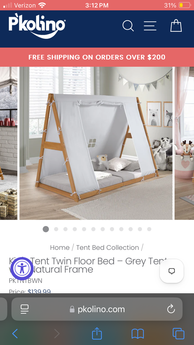 Pkolino Tent Bed Twin Montessori Floor Bed