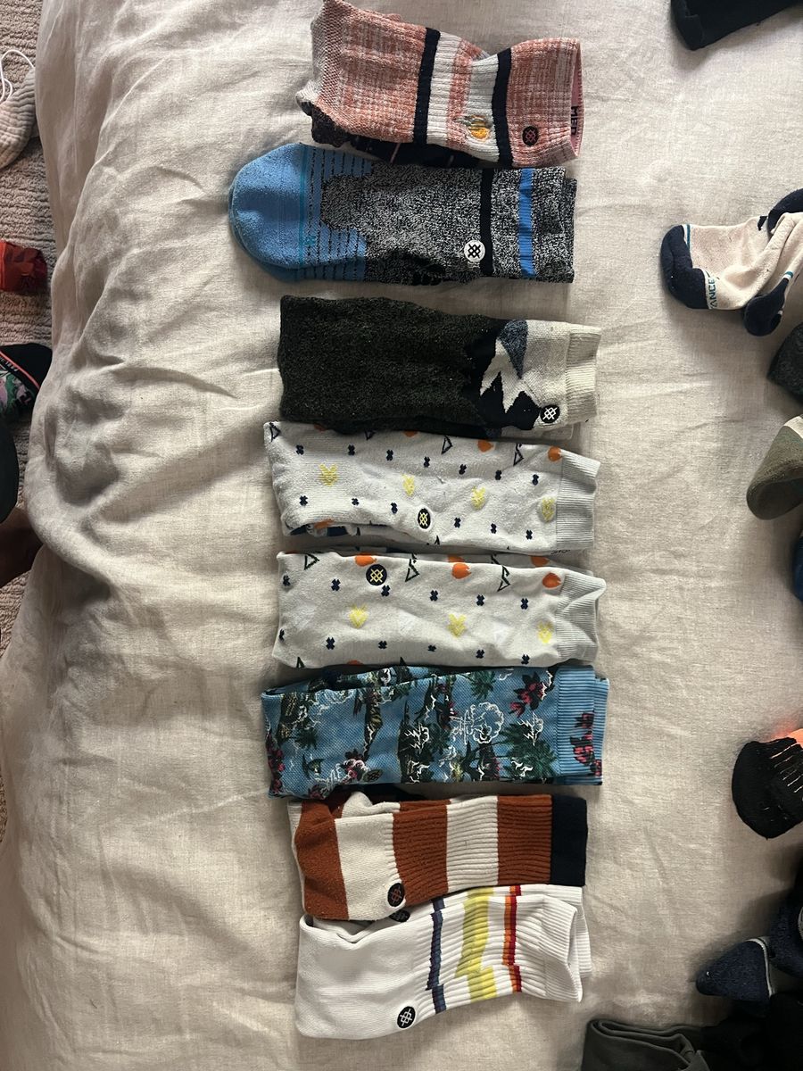 8 pairs of Stance socks. Good condition no holes, lightly used a couple medium and larges