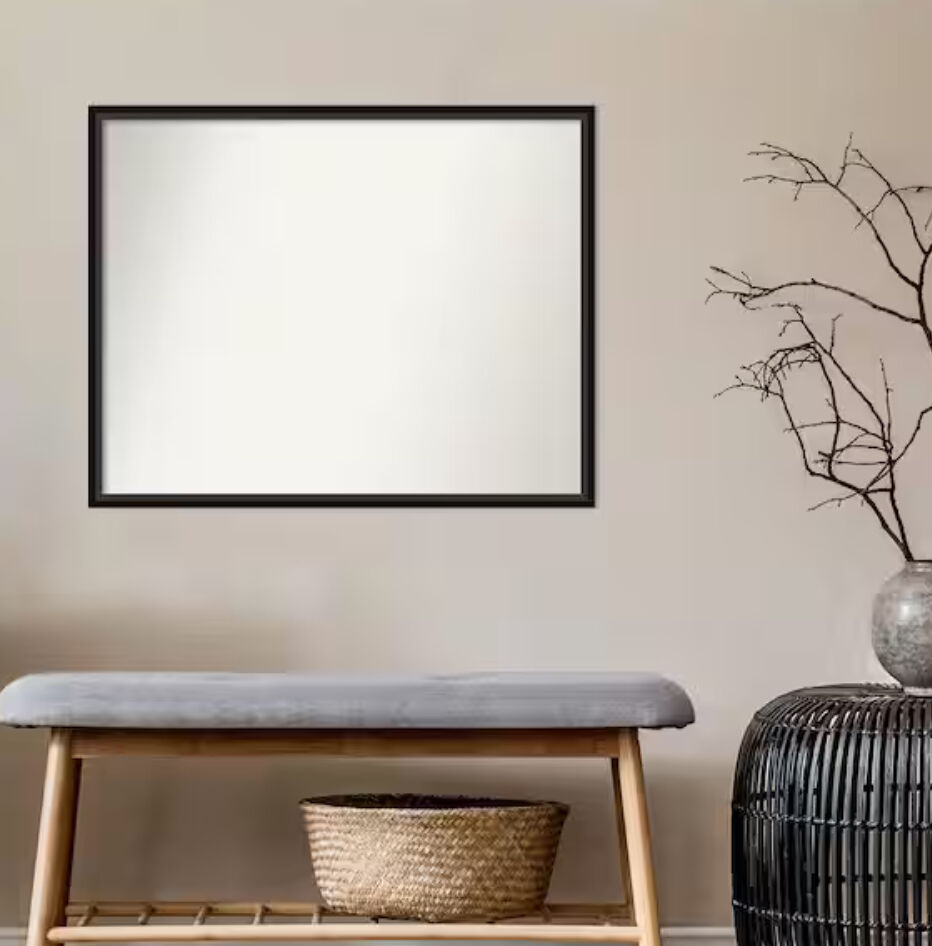 Amanti Art Lucie Black 29 in. W x 23 in. H Rectangle Non-Beveled Wood Framed Wall Mirror in Black