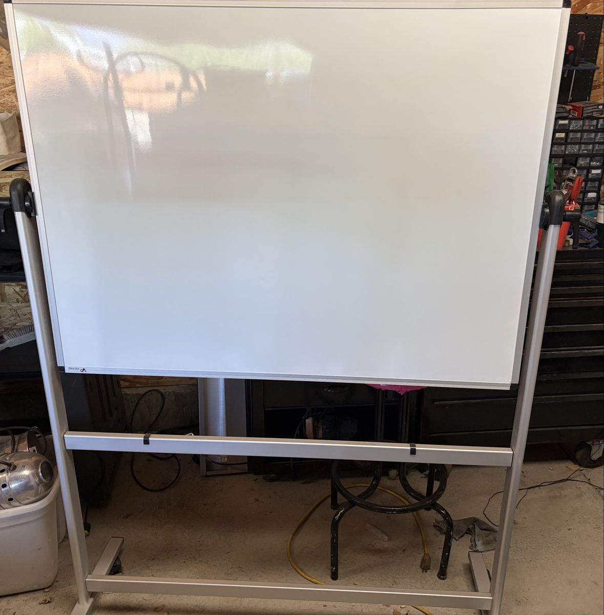 Mobile double sided dry erase whiteboard on wheels