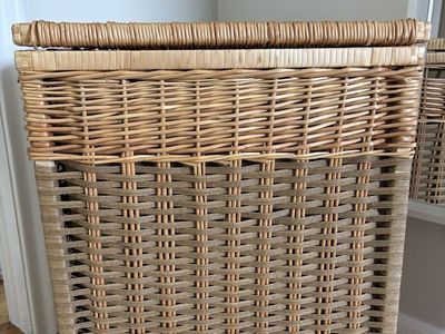 Vintage wicker laundry hamper basket