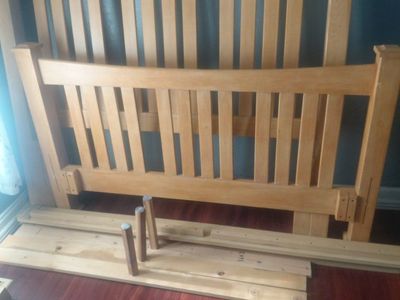 Wooden Queen Size Headboard and Footboard with Slats - Sturdy Bed Frame Set
