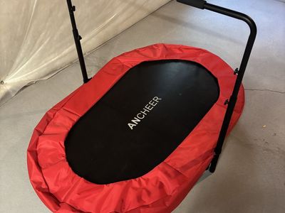 Ancheer Fitness Rebounder Mini Trampoline with Adjustable Handrail, Red/Black, Excellent Condition