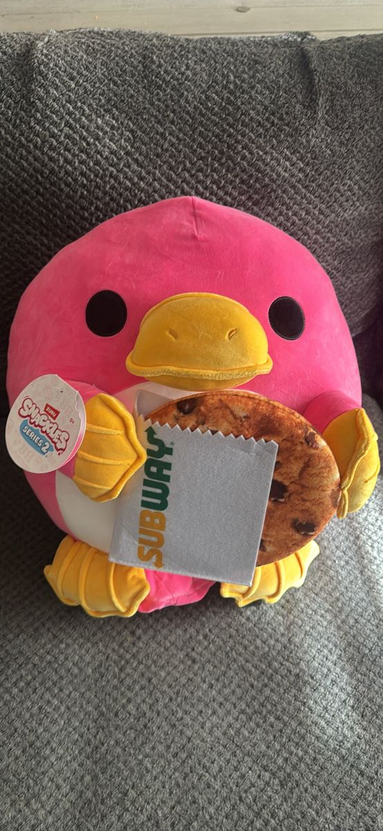 Zuru Snackles Series 2 Pink Duck with Subway Cookie Plush Stuffed Toy 14 inch