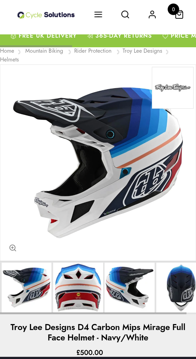 TROY LEE DESIGNS D4 CARBON MIPS MIRAGE FULL FACE HELMET LARGE