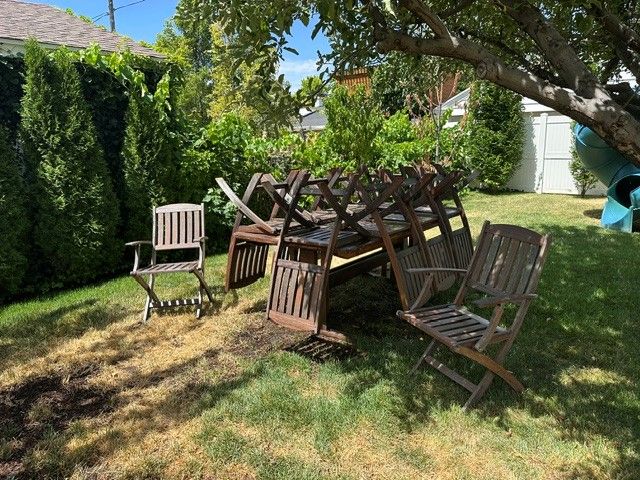Large Solid Teak Outdoor Patio Dining Set - Table + 10 Chairs