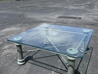 1 inch Rounded Glass Coffee Table with metal base