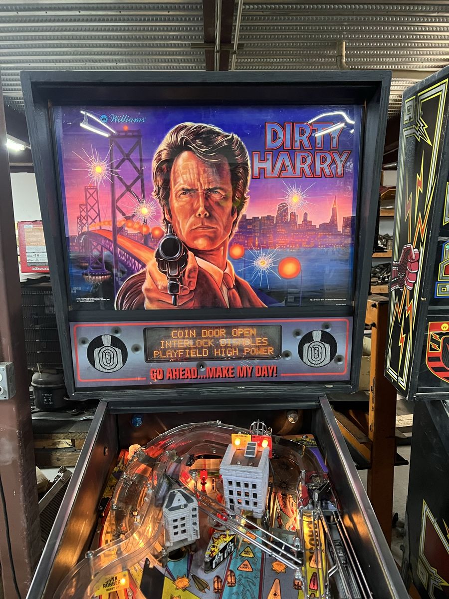 DIRTY HARRY PINBALL MACHINE RARE SAMPLE GAME.