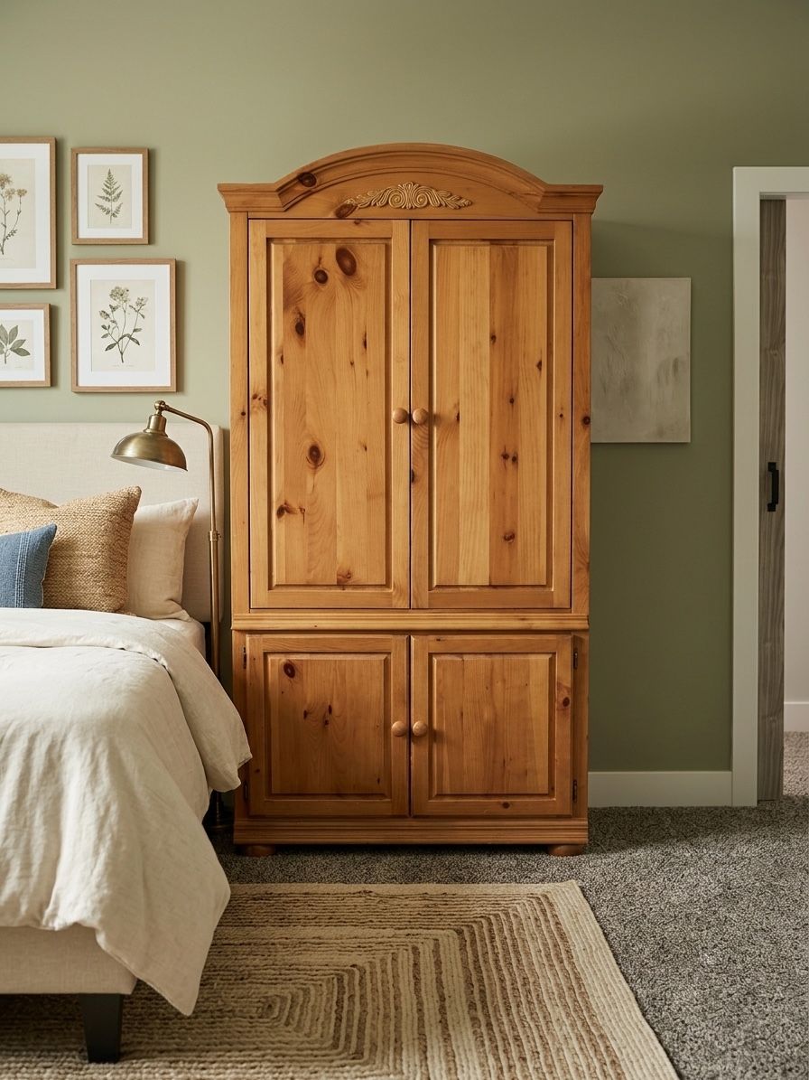 Solid Knotty Pine Armoire / Entertainment Cabinet