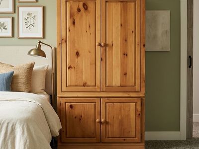 Solid Knotty Pine Armoire / Entertainment Cabinet