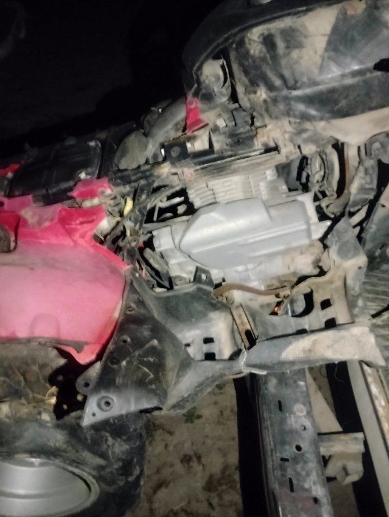 Damaged Honda ATV for Parts - Red, Engine Included, Project Vehicle