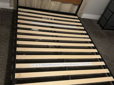 Zinus Metal Queen Sized Platform Bed Frame with Wood Headboard & Slat Support