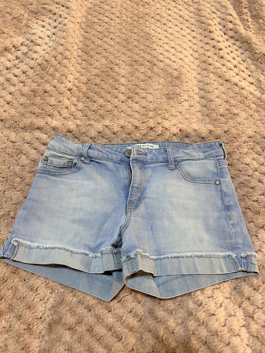 Light Wash Cuffed Denim Shorts - Size S
