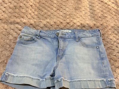 Light Wash Cuffed Denim Shorts - Size S