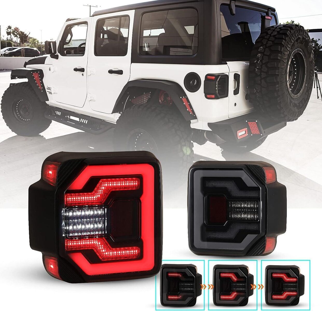 new 18-20 Jeep Wrangler Tail Lights WOLFSTORM LED