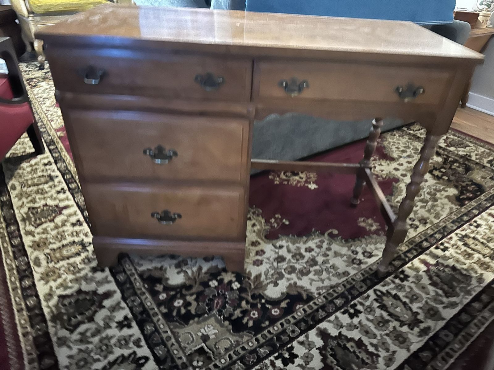 Vintage Colonial Kneehole Desk Solid Wood