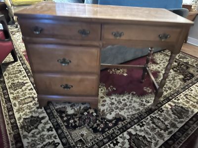 Vintage Colonial Kneehole Desk Solid Wood