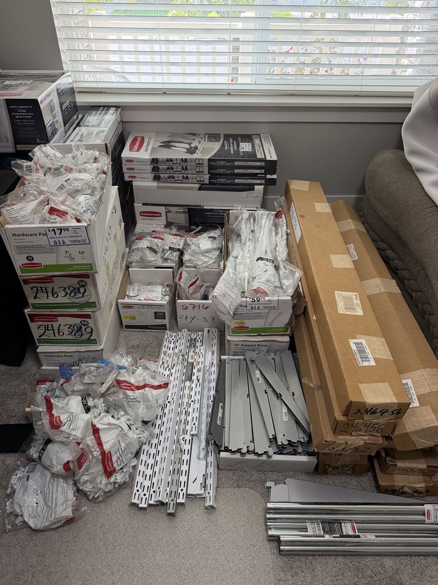 Rubbermaid FastTrack Closet Organization Hardware & Accessories Lot
