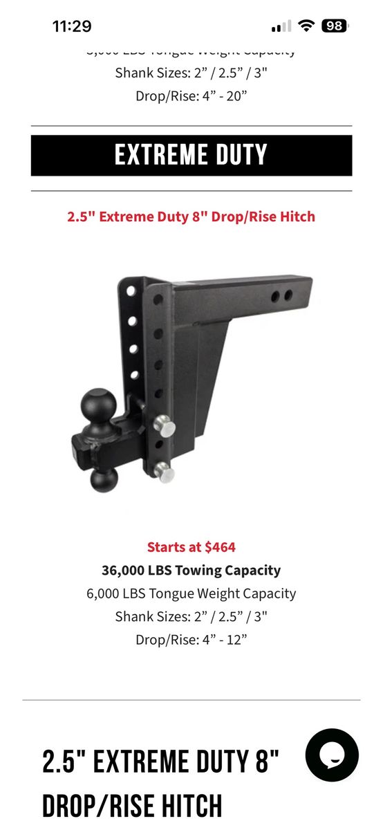 Bulletproof Hitches Extreme Duty 2.5 Inch Shank 8 Inch Drop/Rise Hitch