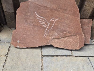 Hand-Carved Hummingbird Sandstone Stepping Stone - Unique Garden Decor