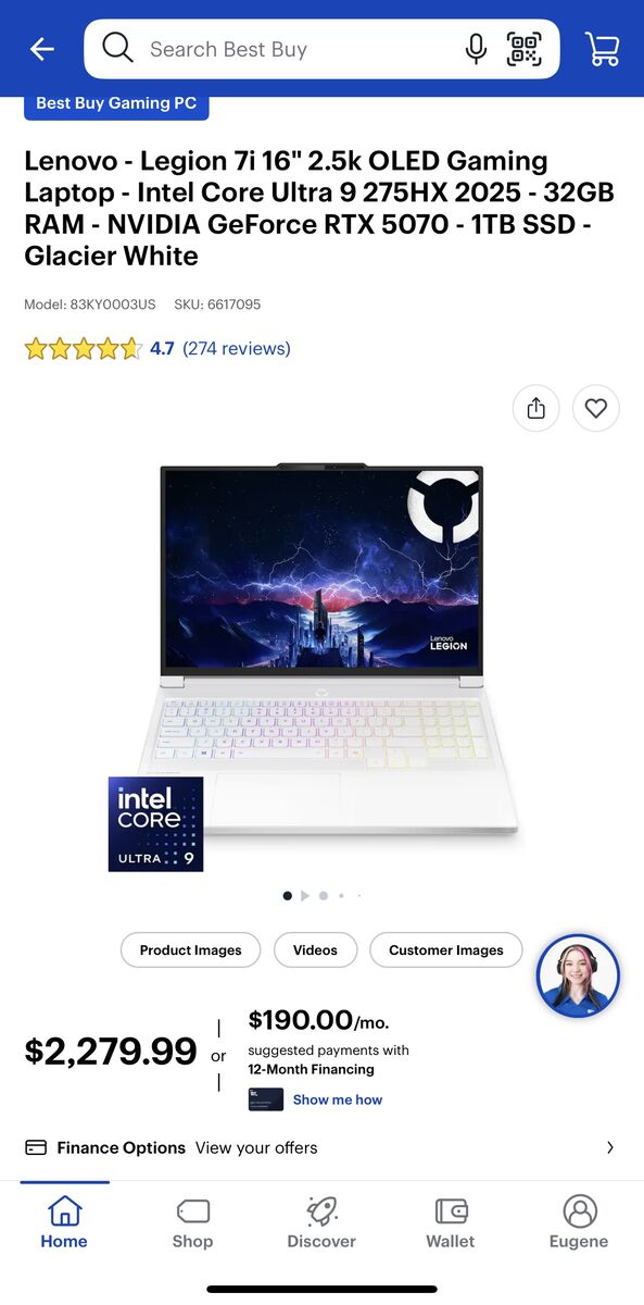 Lenovo i7 Legion Gaming Laptop