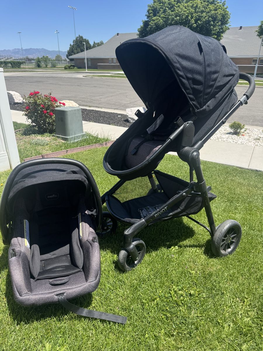 Evenflo Pivot Modular Travel System with Infant Car Seat & Stroller - Black, Great Condition