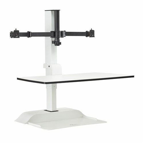SAFCO PRODUCTS 2193WH SOAR BY SAFCO ELECTRIC SIT, STAND DESK CONVERTER, DUAL MONITOR MOUNT, WHITE-NEW IN ORIGINAL BOX!!!