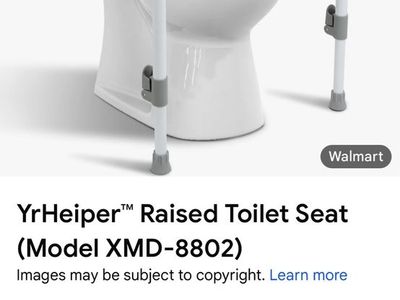 YrHeiper XMD-8802 Raised Toilet Seat with Handles - Tool-Free, Height Adjustable, 300lb Capacity