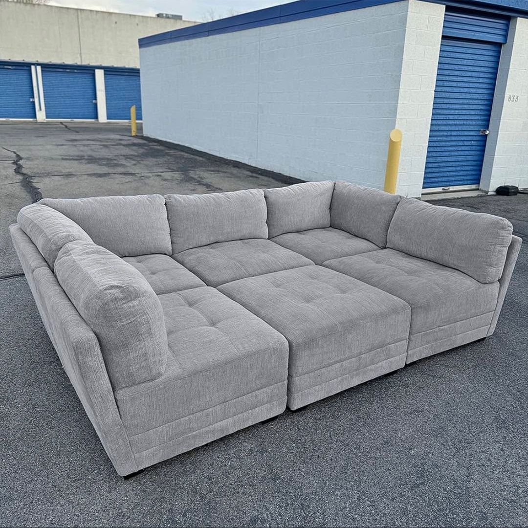 Costco Modular (6 Piece Light Gray Sectional Couch) - Delivery Available