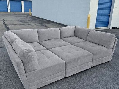 Costco Modular (6 Piece Light Gray Sectional Couch) - Delivery Available