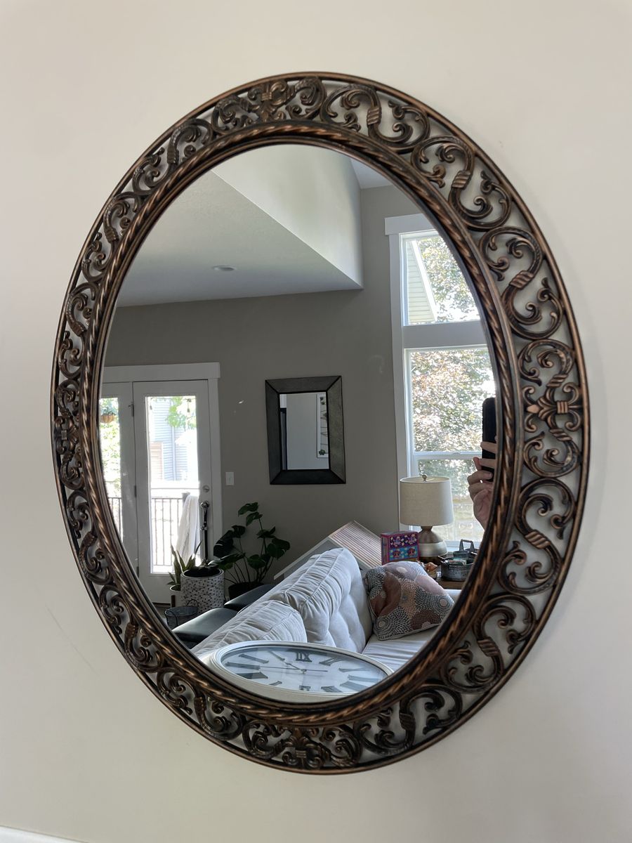 27” mirror including ornate brown bronze frame