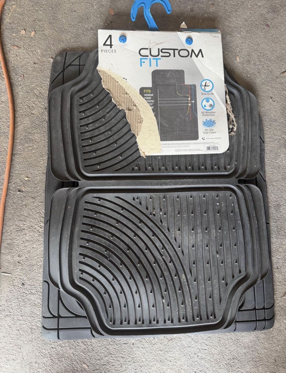 Custom Fit Piece Rubber All-Weather Floor Mats - Black Trim-to-Fit Set