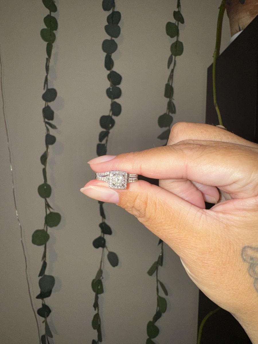 Princess cut Wedding ring with band