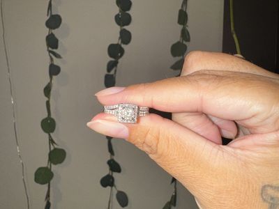 Princess cut Wedding ring with band