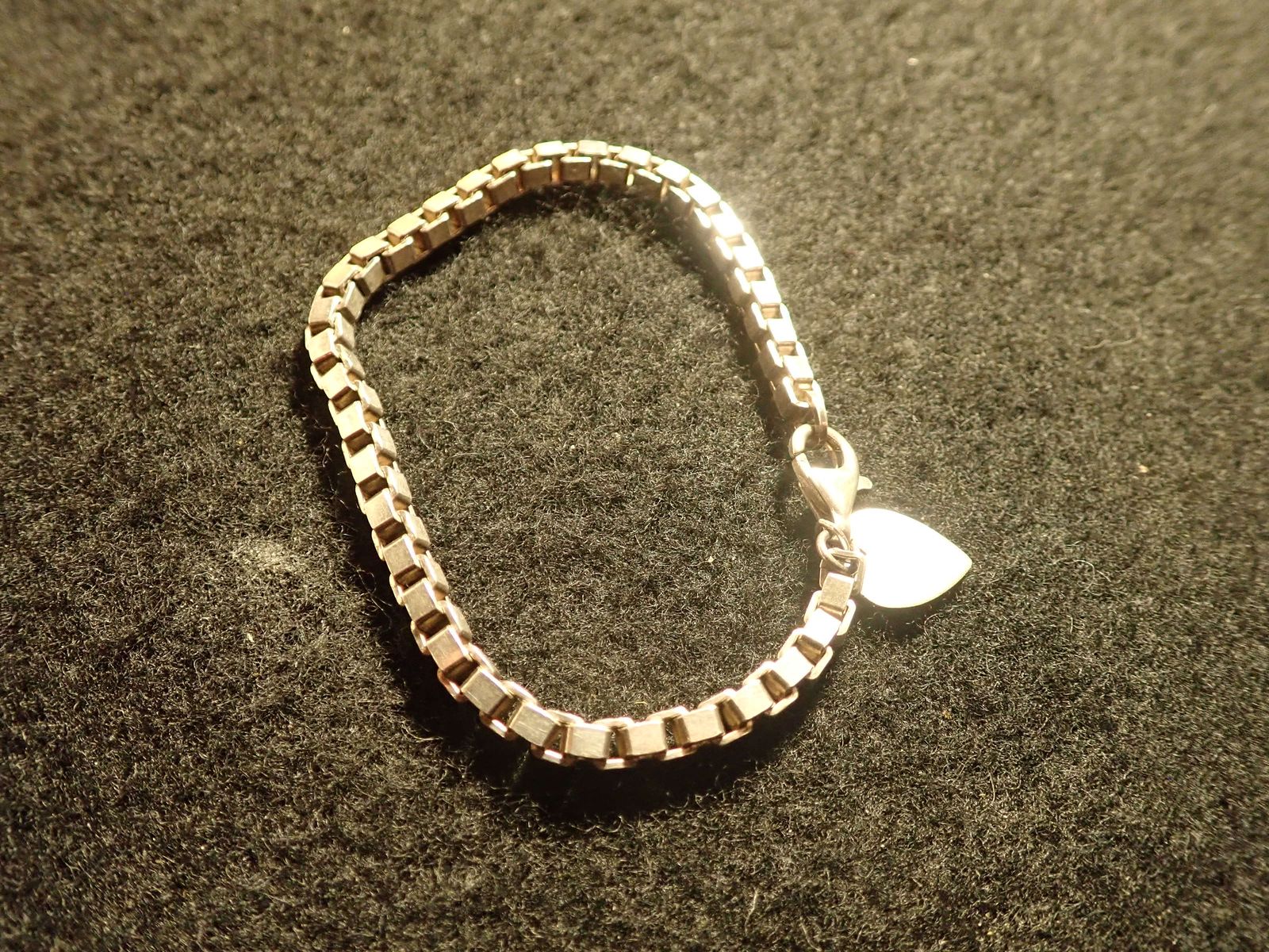 Sterling Silver Bracelet with Heart Plate  18 CM