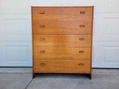Vintage Mid Century Danish Teak Tall Dresser