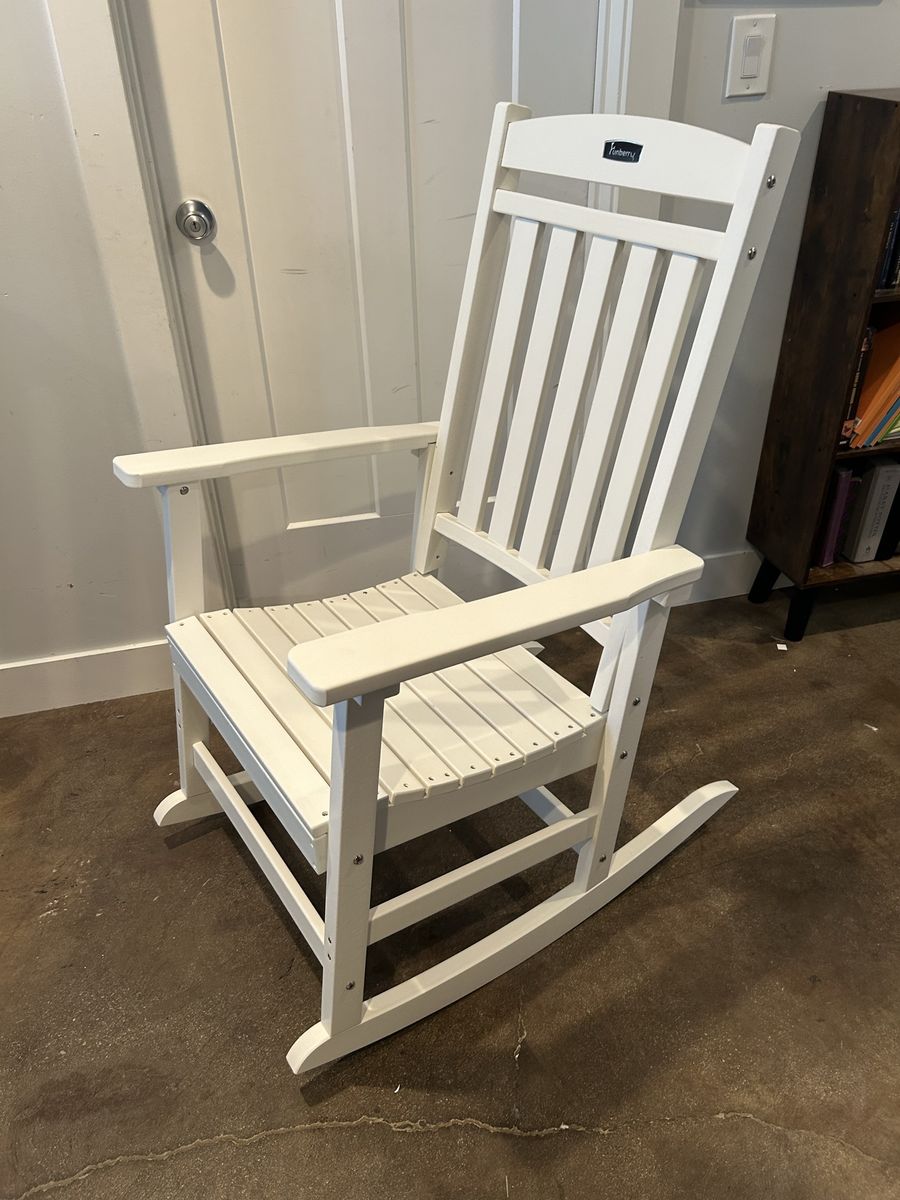 New White Porch Rocking Chair Outdoor Patio