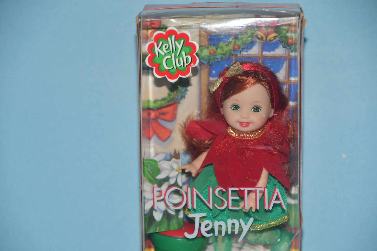 VINTAGE NIB 2001 MATTEL "POINSETTIA JENNY" DOLL ~ HEIGHT 4" ~ KELLY CLUB ~ CHRISTMAS
