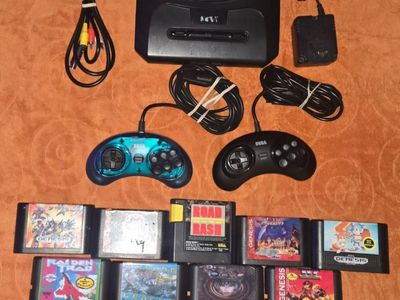 Sega Genesis II with 2 controllers and 11 games! Trades considered!