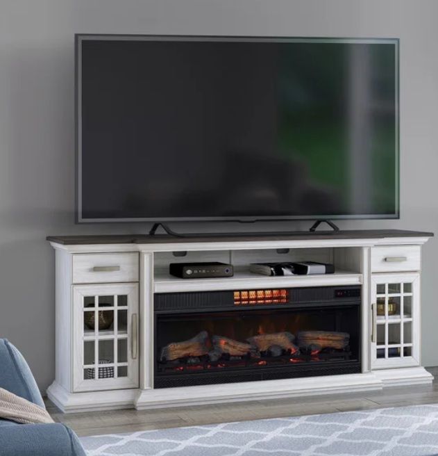 Tresanti 72" Everett White TV Console with Classic Flame Electric Fireplace and Fan  1782792 #105894