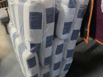 Blue and White Striped Outdoor Patio Furniture Cushions Set