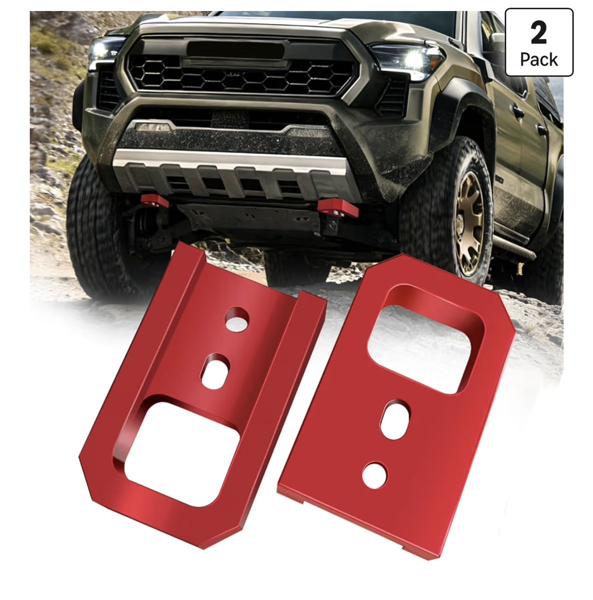 NEW Red Heavy Duty Recovery Tow Hooks for Toyota Tacoma 2005-2023 (2 Pack)