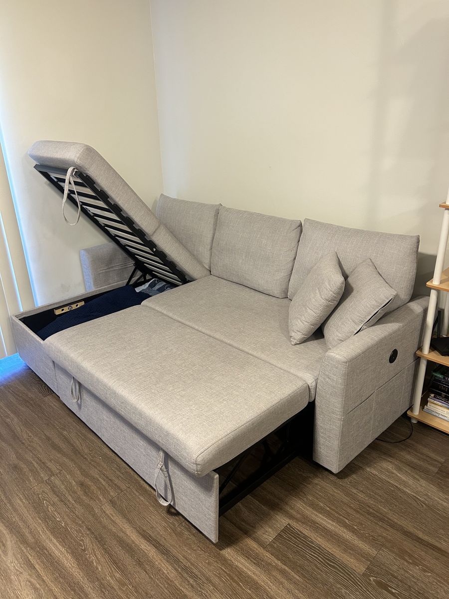 Couch w/Storage Chaise & Pull-Out Bed