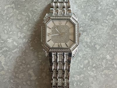 Bulova Men's Octava Crystal Stainless Steel Watch with Original Box & Extra Links