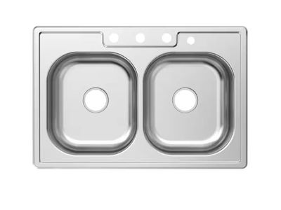 Glacier Bay 33 in. Drop-In Double Bowl Sink