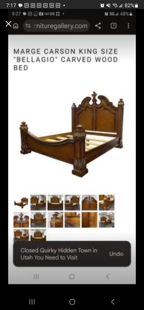 King Marge Carson Bellgio Bed Frame Traditional Solid  Wood