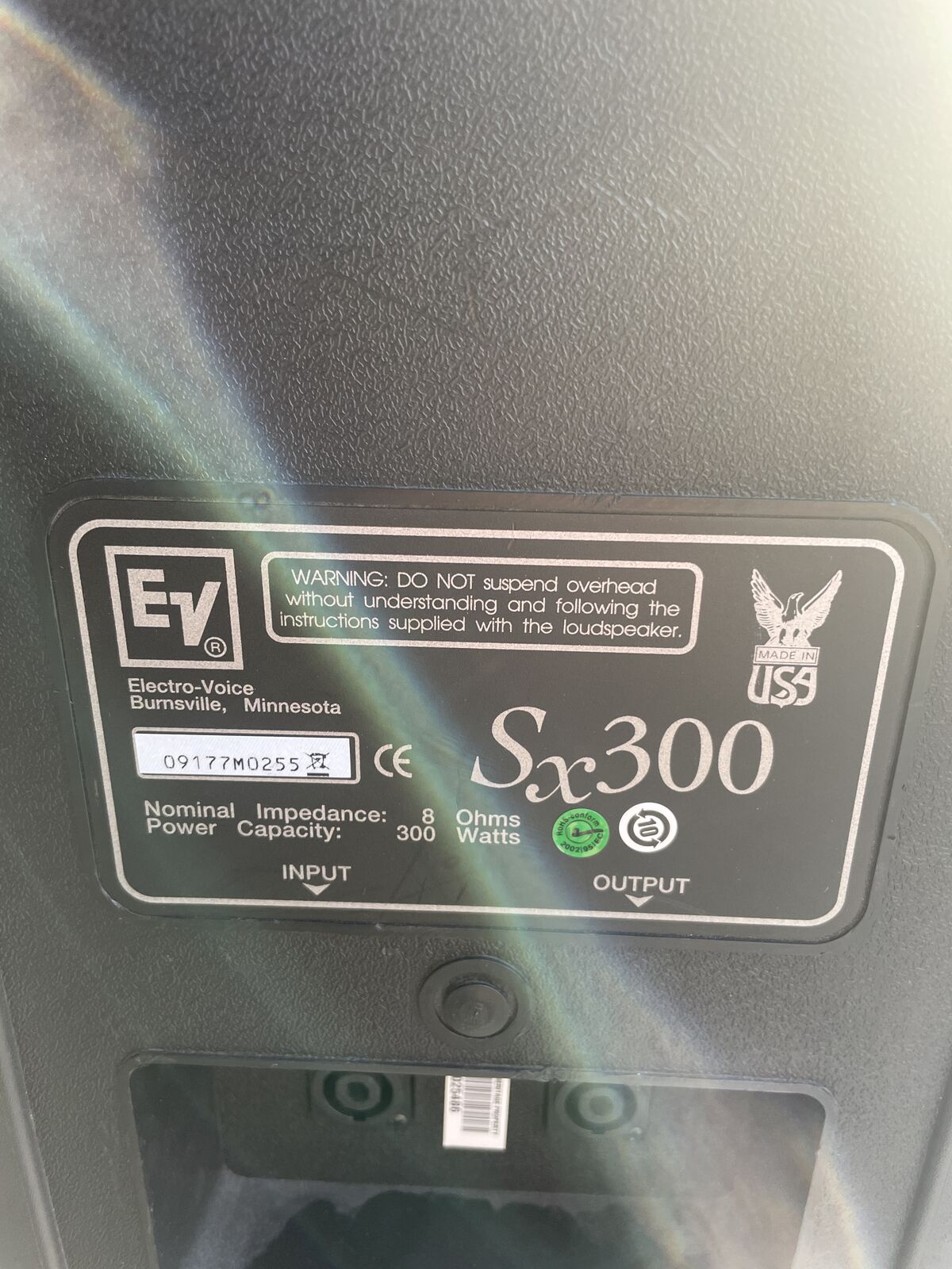 Two EV SX300 Passive PA Speakers